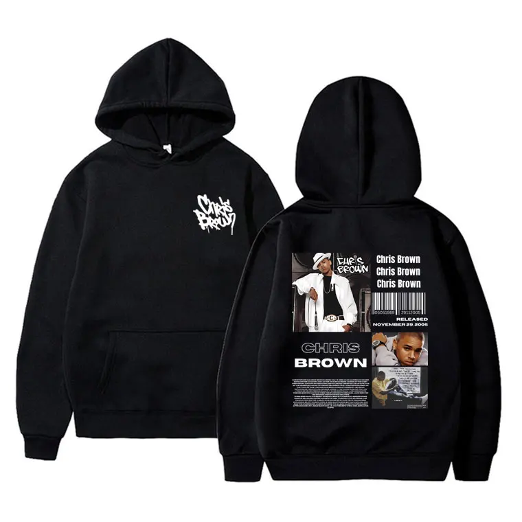 

Rapper Chris Brown Graphic Hoodie Unisex Casual Fleece Cotton Sweatshirt Men Women's Hip Hop Trend Oversized Pullover Hoodies