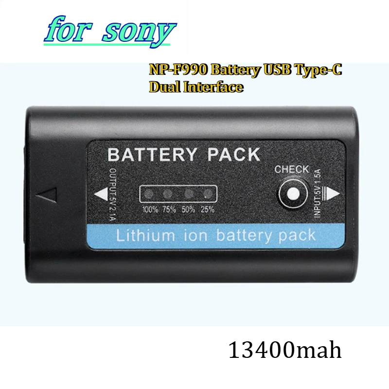 13400mAh NP-F990 Battery with USB Type-C Dual Interface Suitable for Sony Camera  F970 F980 Long-range Camera  Battery