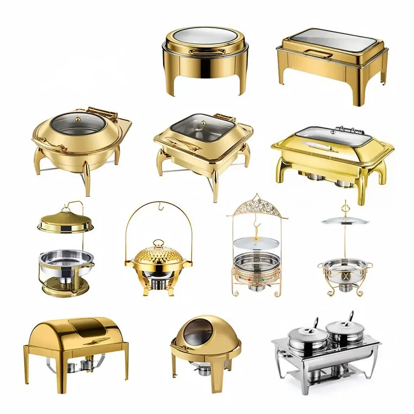 Złote, luksusowe, elektryczne wiszące naczynia do podgrzewania ze stali nierdzewnej, sprzęt gastronomiczny, naczynia do podgrzewania, podgrzewacze do żywności na sprzedaż