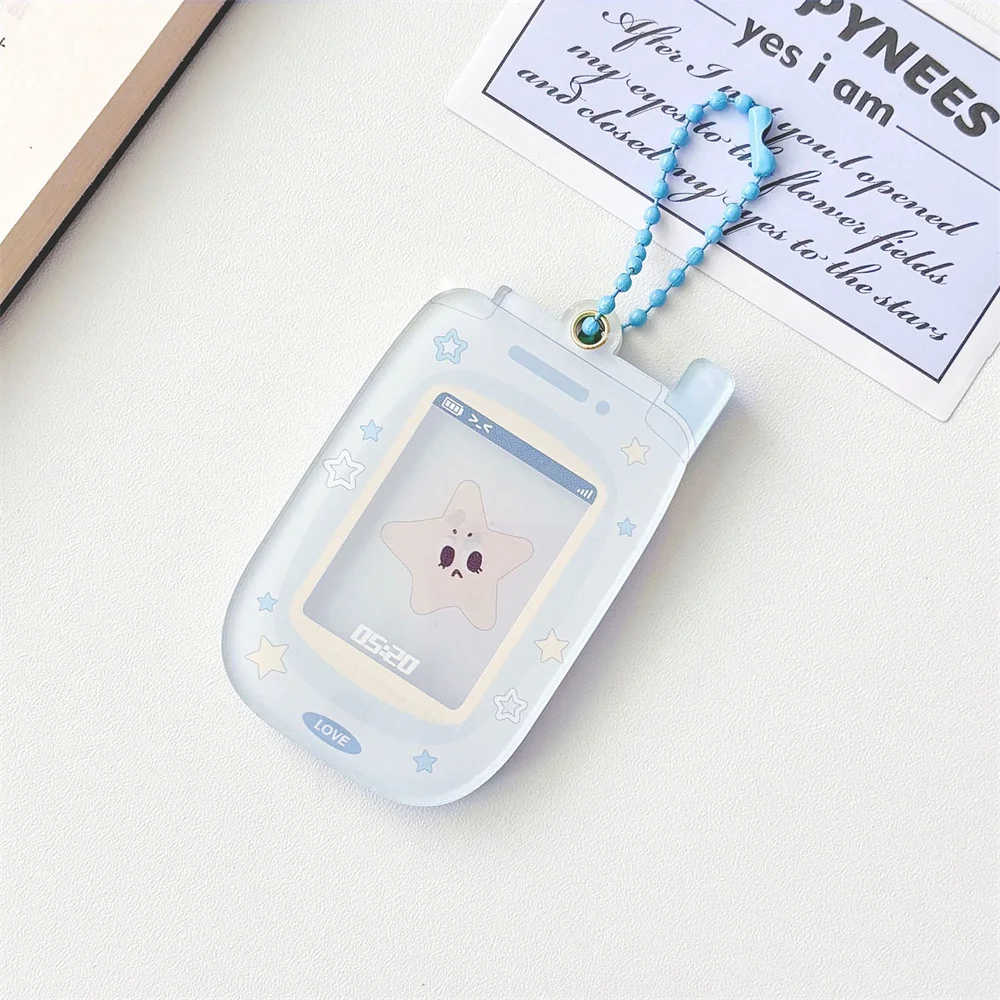 Kawaii Ins Star Acrylic Mobile Phone Shape 1 inch Photocard Holder Card Wallet Idol Photo Holder Bag Pendant School Stationery