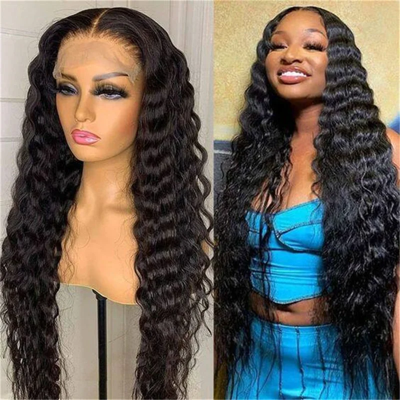 Long Kinky Curly Lace Front Wig para mulheres, preto natural, macio, sem cola, cabelo do bebê, sintético, pré-arrancado, resistente ao calor, 26 Polegada