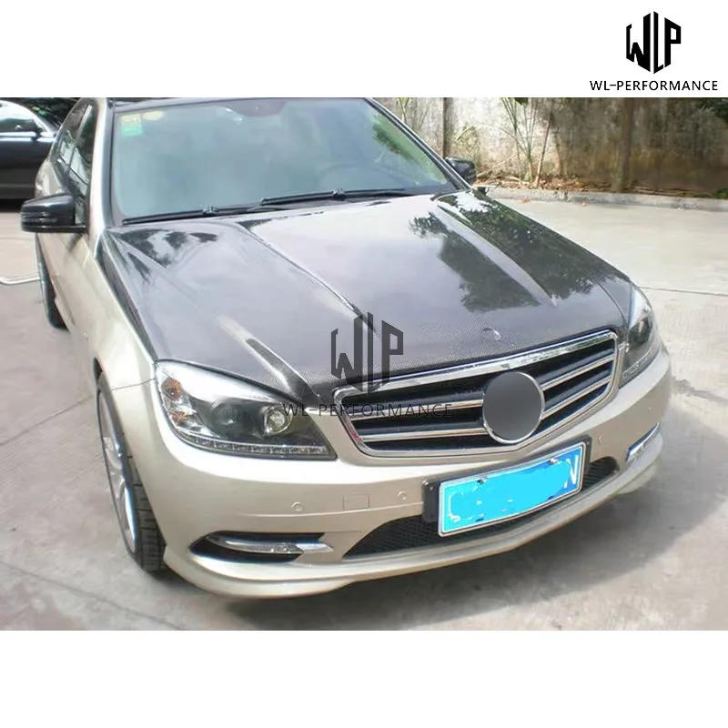 High Quality Carbon Fiber Front Engine Hood Bonnets Cover Car Styling For Meceders Benz W204 C Class Body Kit