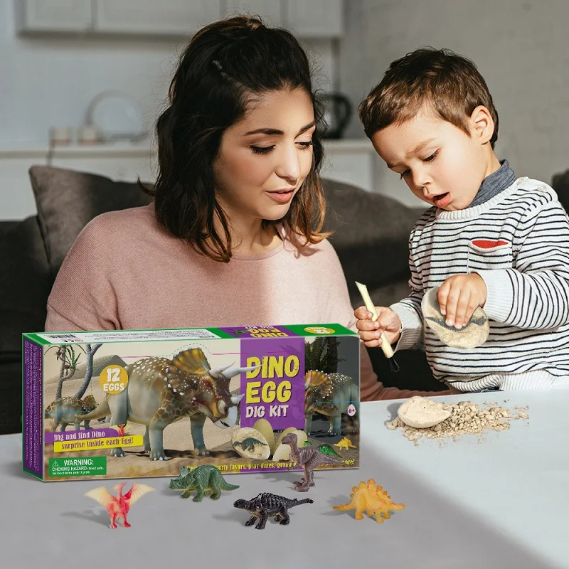 Kit de excavación de fósiles de dinosaurio para niños, 12 piezas, caja ciega, juguetes educativos tempranos, arqueología, regalo