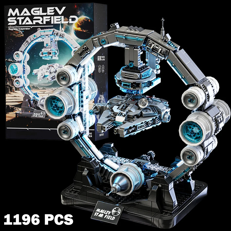 MOC التقنية ماجليف فالكون سفينة الفضاء اللبنات المغناطيسي تعليق حرب الفضاء مركبة فضائية الطوب اللعب الحلي هدايا الاطفال