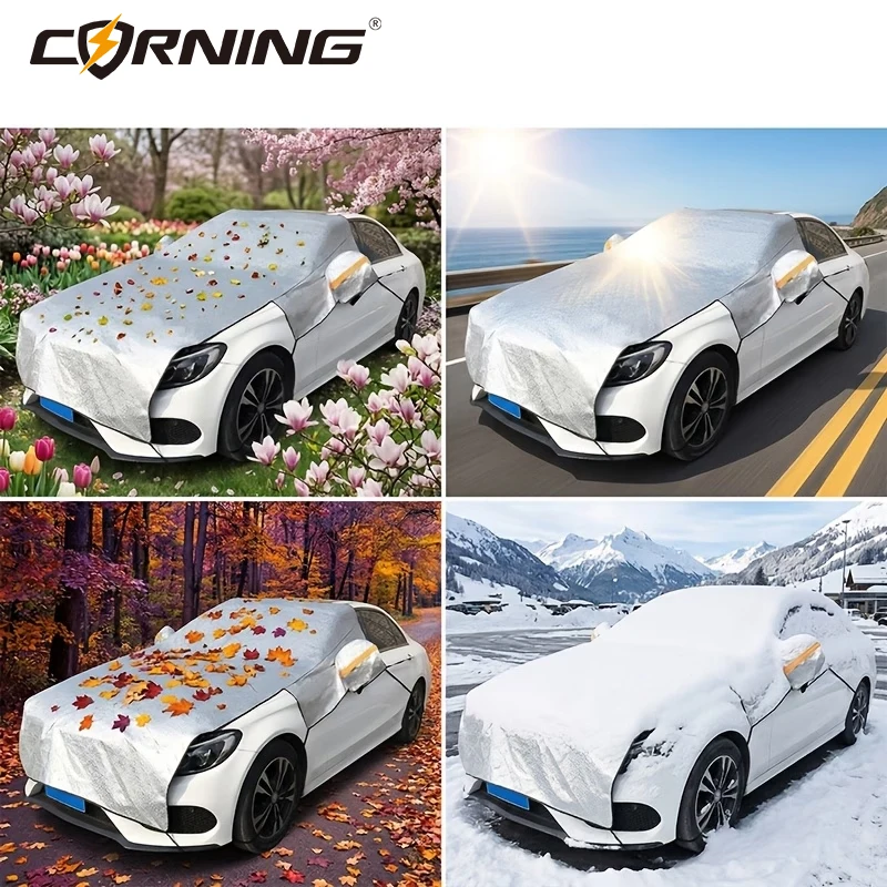 Universal Car Sunshade Half Cover Windshield Protection Dustproof Snowproof Large Half Cover Three Window Thickened Three-layer