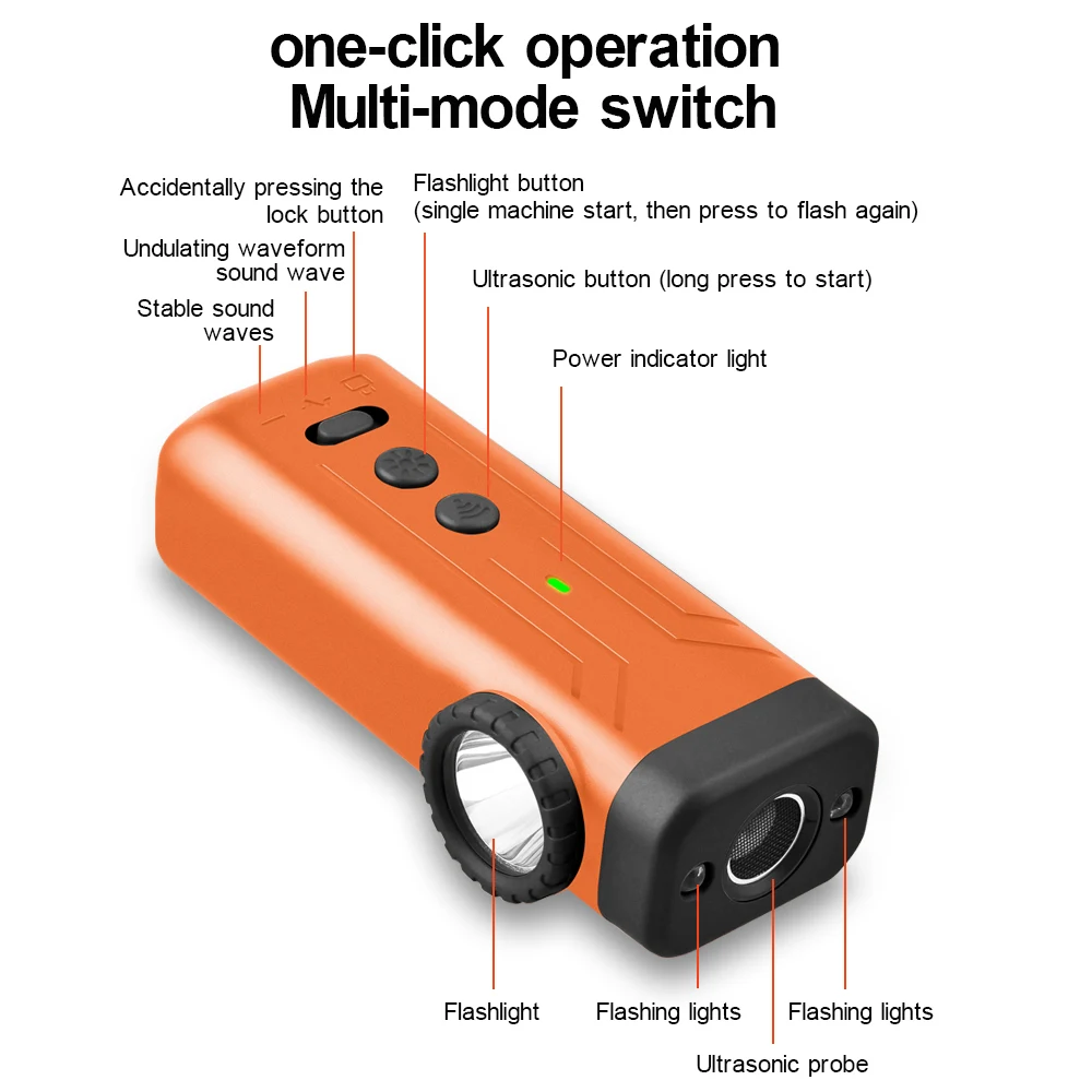 New Pet Dog Repeller Ultrasonic Dog Training Device Rechargeable Anti Dog Bark Stop-Barking Deterrent Device With LED Flashlight view 3