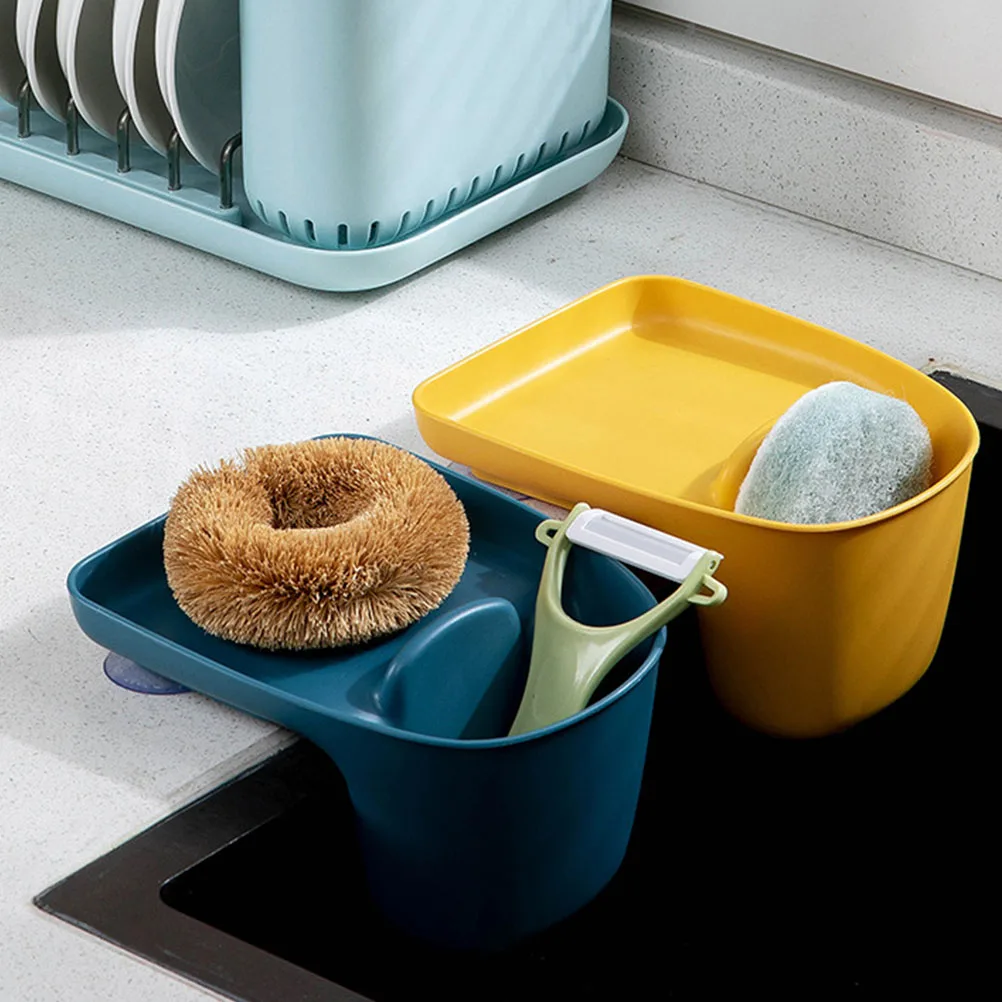 

2 Pcs Yellow Sink Drain Basket Kitchen Rack PVC Chopsticks Spoon Storage Container Portable Compact Size