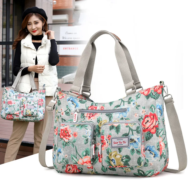 New Korean version floral cloth bag, hand-held single shoulder crossbody bag, casual bag, travel women's large bag bolsa femimin