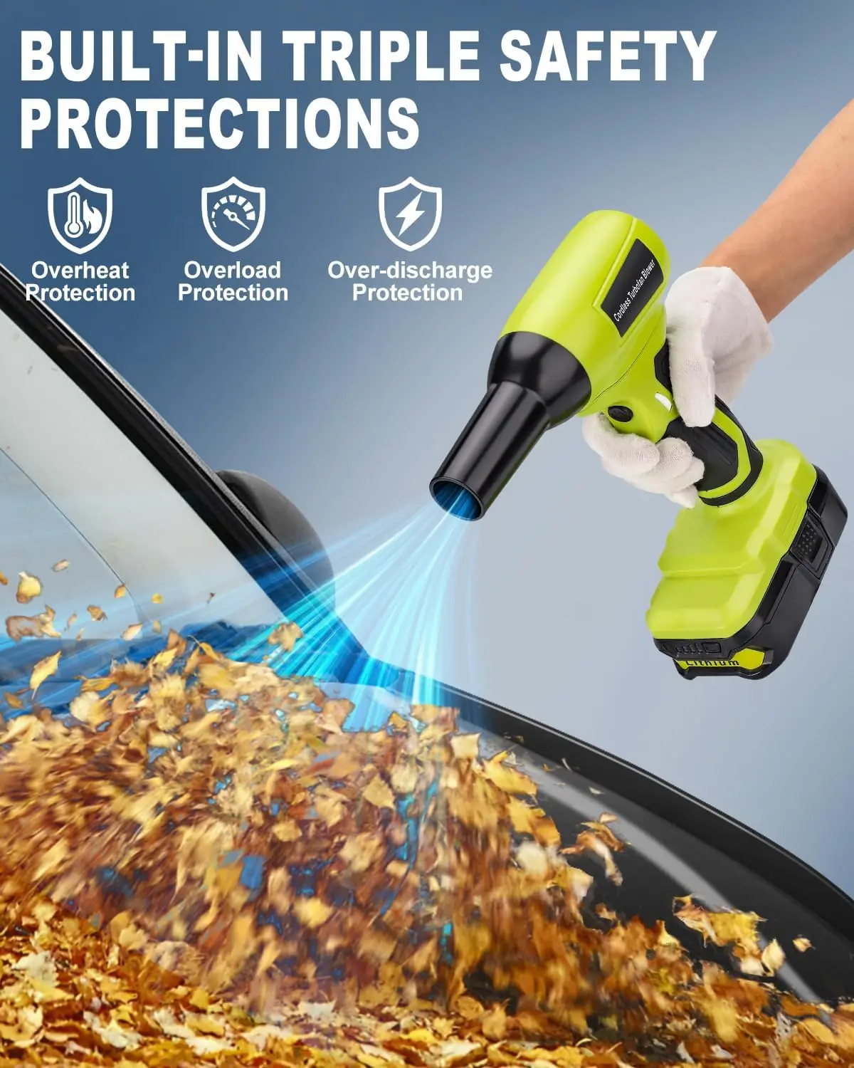 Аккумуляторная воздуходувка для листьев Ryobi 18 В — бесщеточный двигатель, 130 тыс. об/мин, легкая воздуходувка для листьев и снега (батарея в комплект не входит)