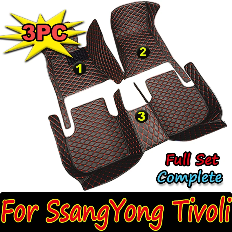 Car Floor Mats For SsangYong Tivoli XLV Air Grand LUVi 2015~2022 Protective Pad Luxury Mat Rugs Leather Carpets Car Accessories