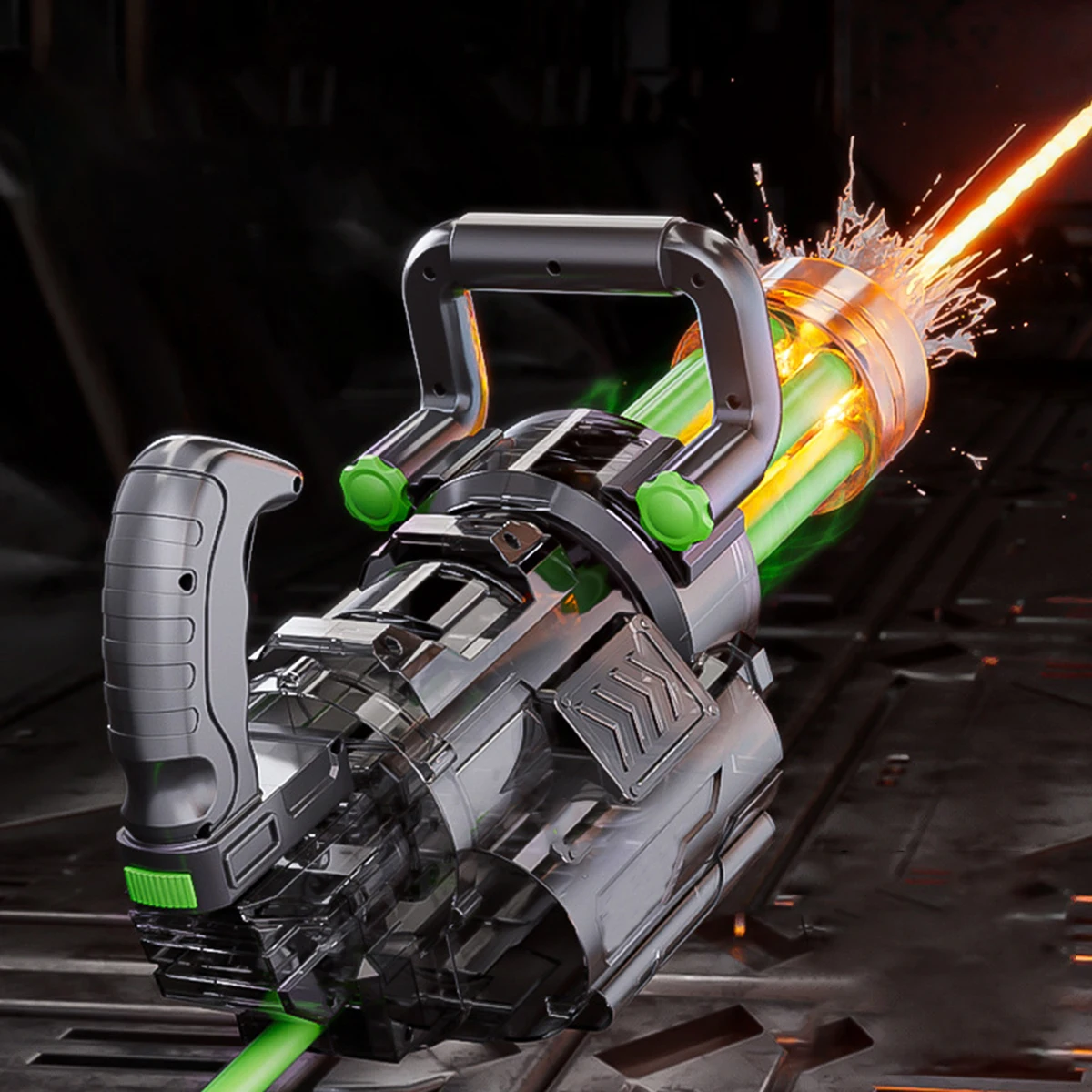 لعبة مسدس الماء جاتلينج الأوتوماتيكية مع إضاءة رائعة مسدس شفافة بود مسدس ناسف مدفع حمام سباحة صيفي هدية للأطفال البالغين #4