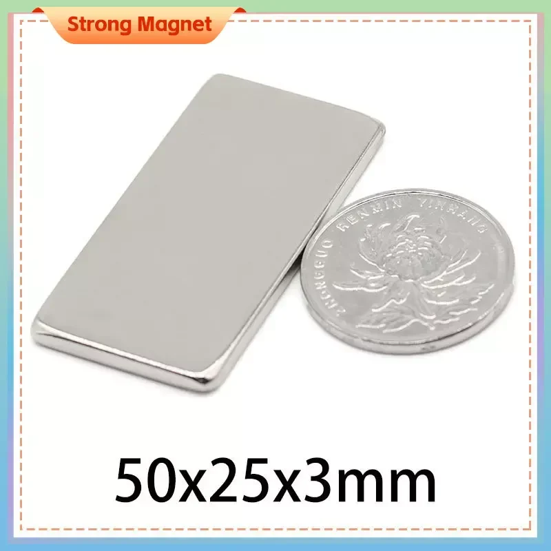 

50x25x3mm Strong Quadrate Neodymium Magnet N35 Powerful NdFeB Longer Magnets Block Rare Earth Magnets 50*25*3mm