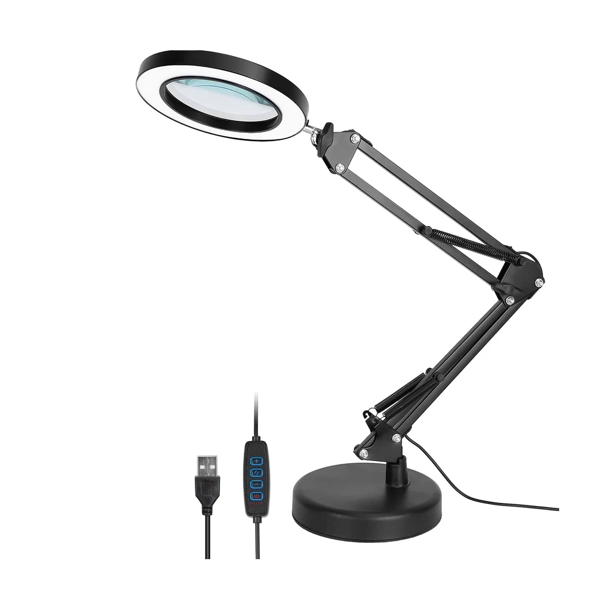 

Magnifying Glass with Light and Stand, 10X Magnifying Lamp, 2-In-1 Desk Lamp with Clamp, 3 Color Modes