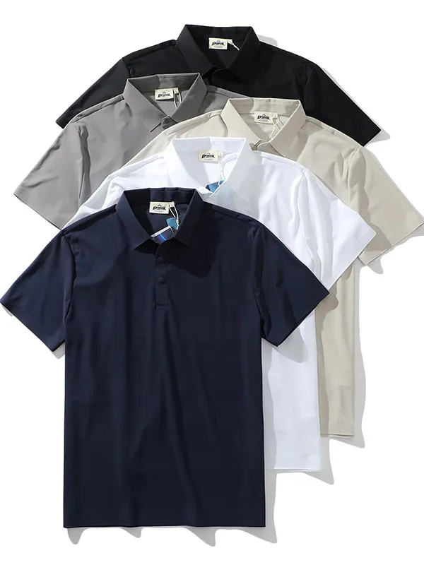 Summer men's outdoor pressure glue quick-drying breathable elastic short-sleeved POLO shirt