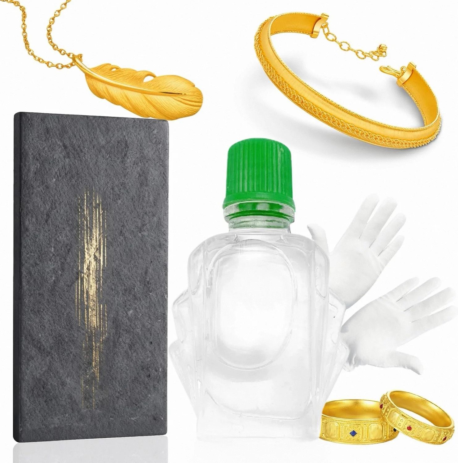 Kit de test de l'or avec pierre et solution acide pour l'or 10K/14K/18K/22K/24K, outil de détection portable pour métaux précieux, idéal pour le test de bijoux