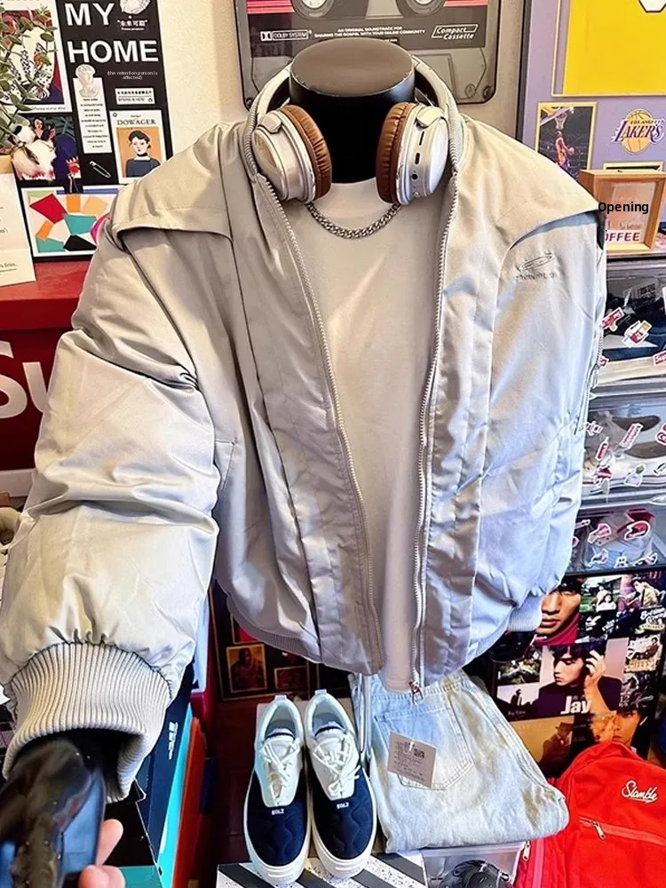 

Thiened American Sle Pilot Jaet Men's Winter ort Cotton Coat Cleanfit Outerwear Warm Long Sve Zipper Closure Casual