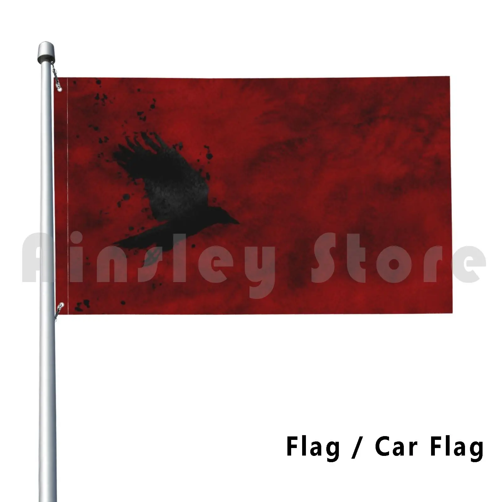 Raven Watercolour Flag Car Flag Printing Custom Raven Bird Dark Carleton School University Red Black Crow