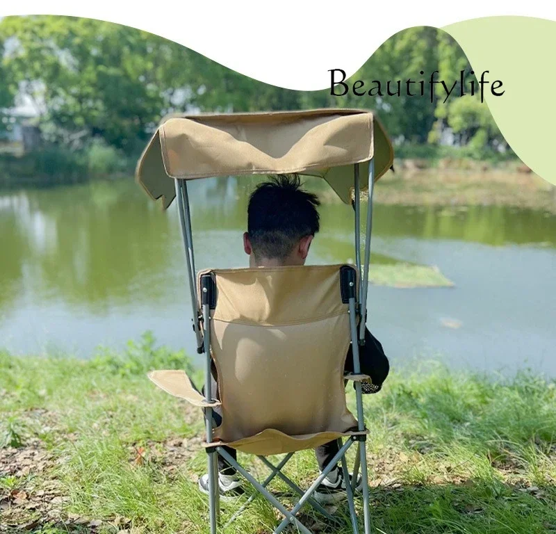 NEWLZOutdoor camping shading armchair portable folding backrest fishing picnic fishing leisure chair
