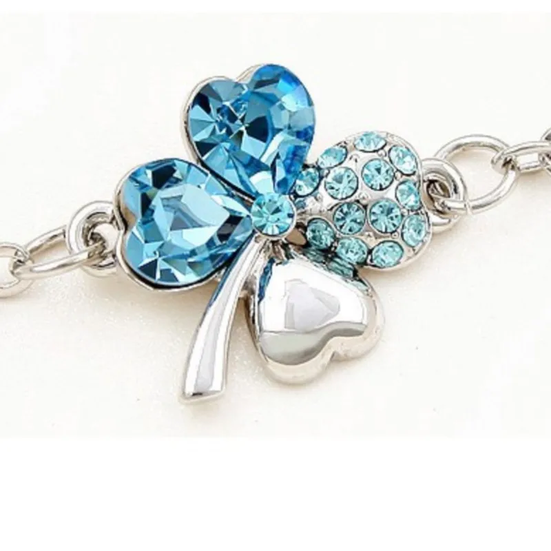 Crystal Clover 4 leaf leaves Link bracelet Bangle fashion jewelry charm lover girl gift dropshipping office quality birthday wed