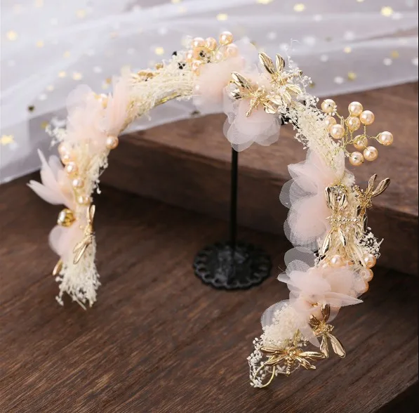 Vlinder Hoofdband Hairwear Bruids Haar Ornament Stof Bloem Kroon Bruiloft Haar Accessoires Hoofdbanden Bloemen Hoofd Krans