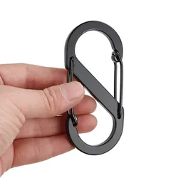 Mosquetón grande de acero inoxidable tipo S con cerradura, llavero de gran tamaño, gancho antirrobo, mochila de Camping al aire libre, hebilla, Herramienta de bloqueo de llave