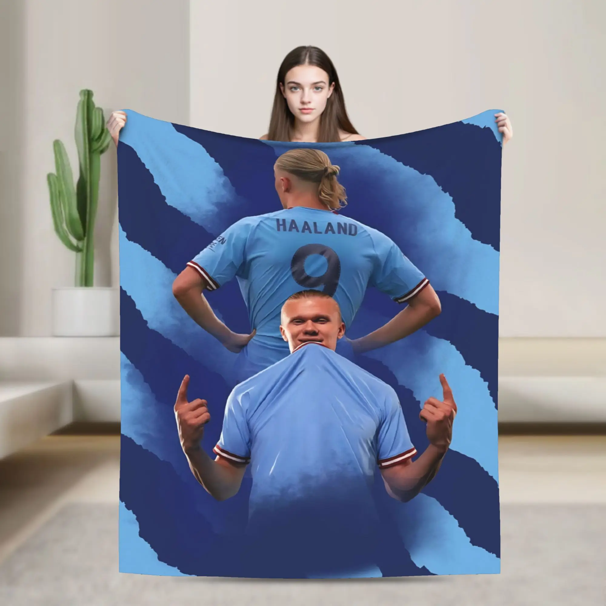 Haalands Flannel Throw Blanket Number 9 Football Soccer Blanket for Bed Couch Soft Plush Thin Quilt