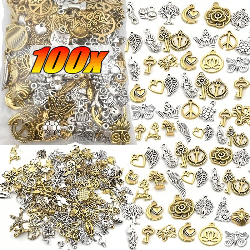 30/100Pcs Vintage Mixed Metal Animal Birds Charms Beads Handmade DIY Bracelet Pendant Neacklace Clips Jewelry Making Findings