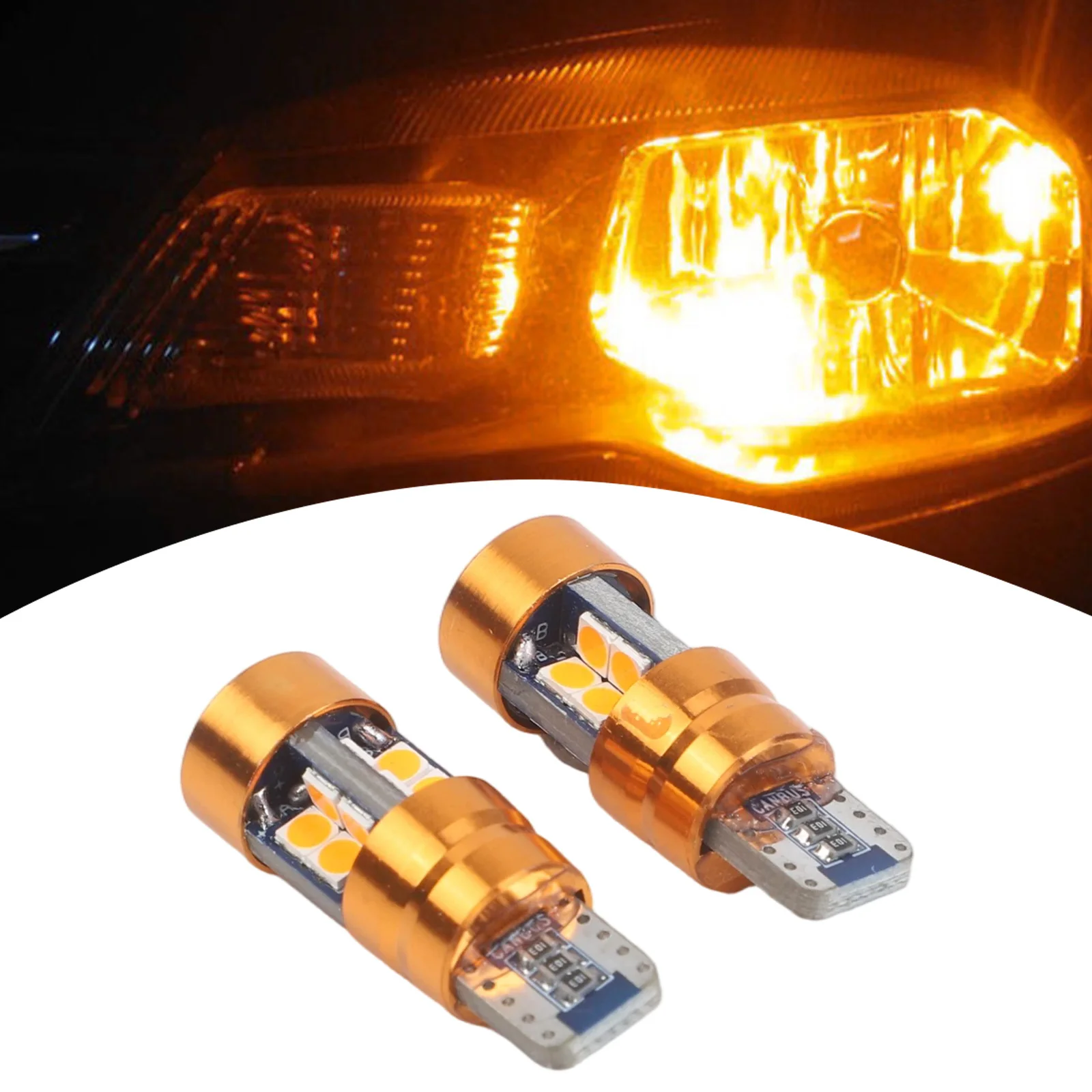 1pair Car T10 12V LED Signal Light Orange Amber Light Position Parking City Lights T10 168 194 2825 19SMD LED Bulb