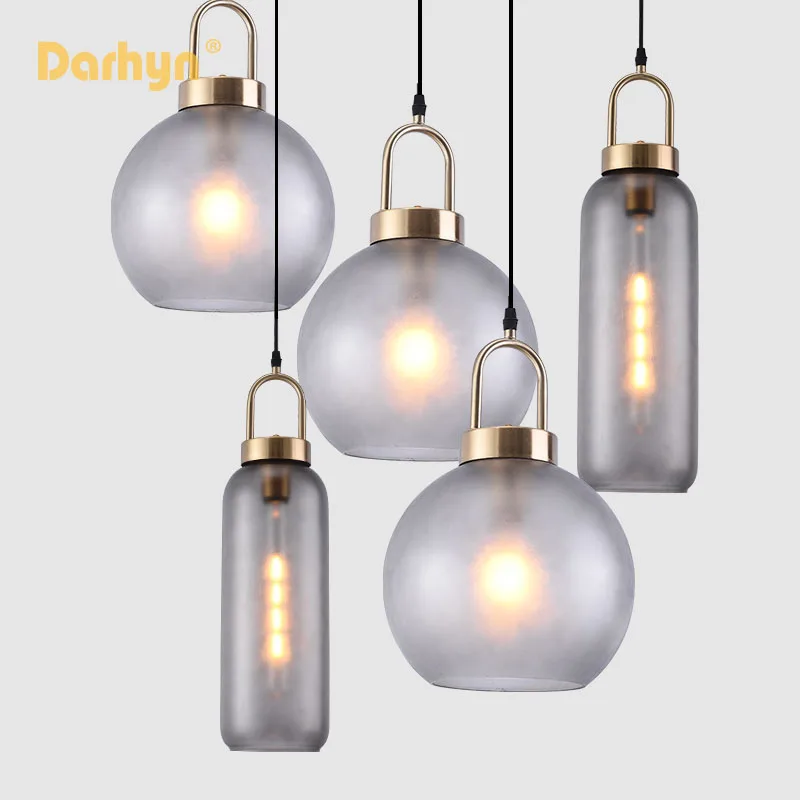 

Nordic Glass Ball Pendant Lights Restaurant Dining Room Kitchen Hanging Lamps Study Bedroom Bedside Lamps Lighting Fixtures