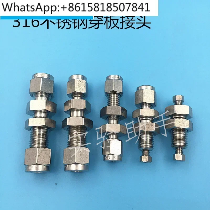 316 stainless steel sleeve through plate straight joint double sleeve partition joint 3 6 8 10mm 1/8 1/4