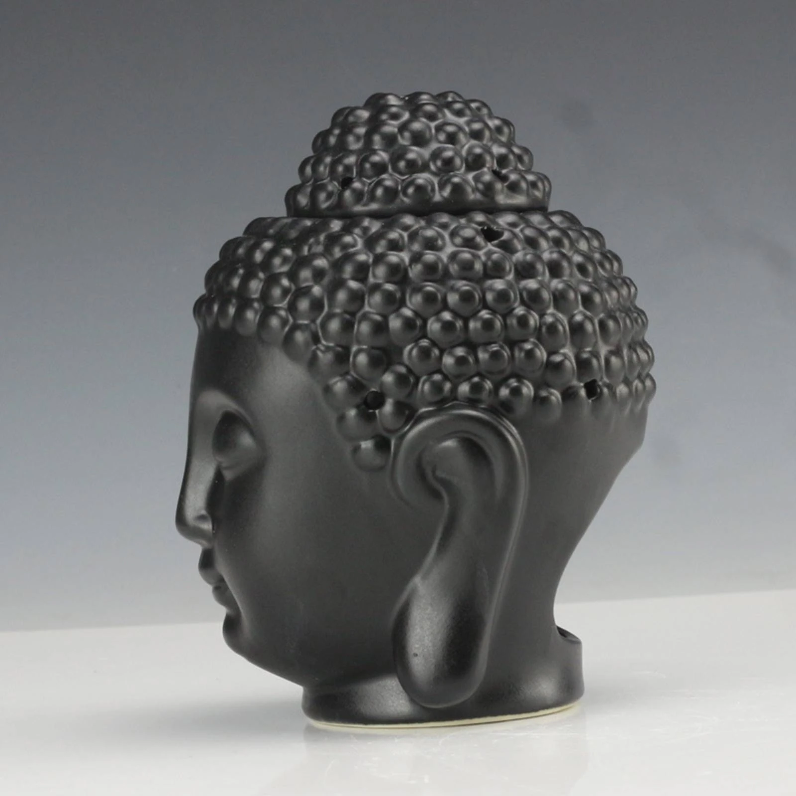 Buddha Head Aroma Burner Sculpted Buddha Head Oil Burner Tealight Candle Holder Relaxing Multipurpose for Meditation, Spa