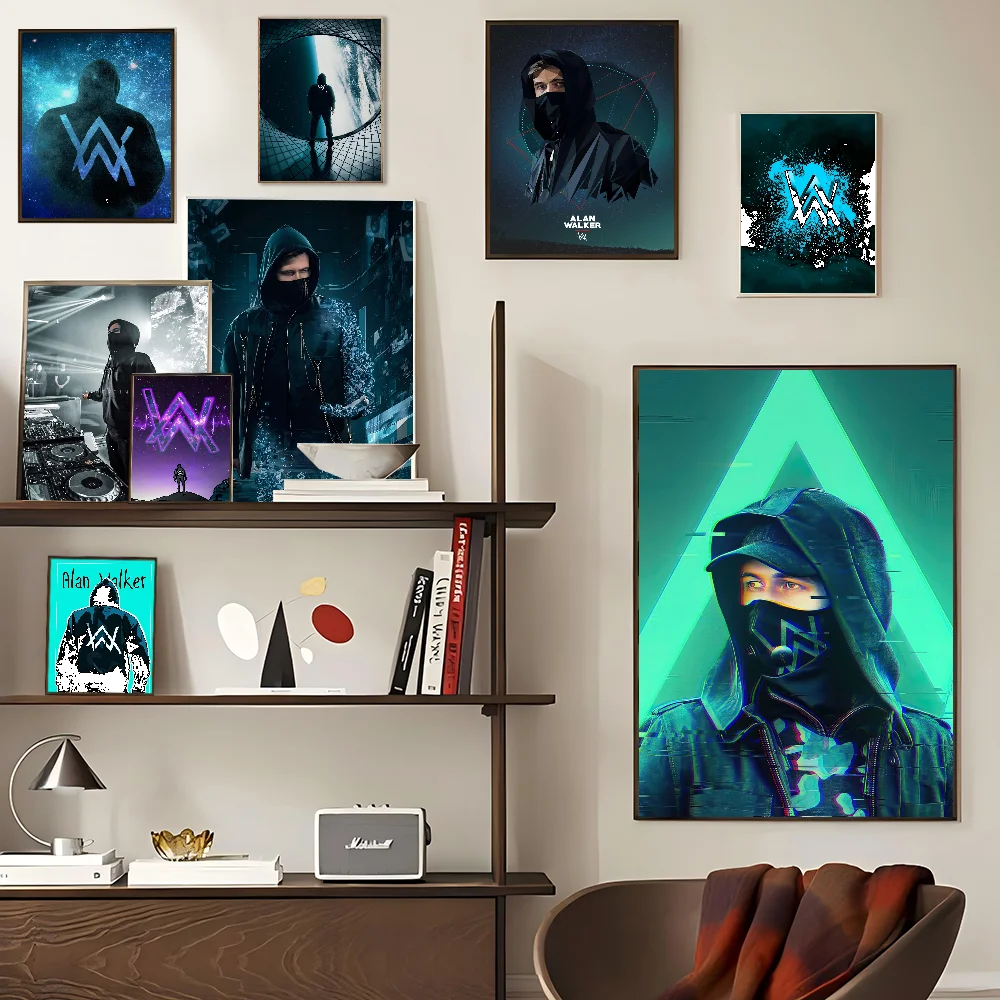 Electronic Music Alan Walker Vintage Posters Sticky Retro Kraft Paper Sticker DIY Room Bar Cafe Kawaii Room Decor