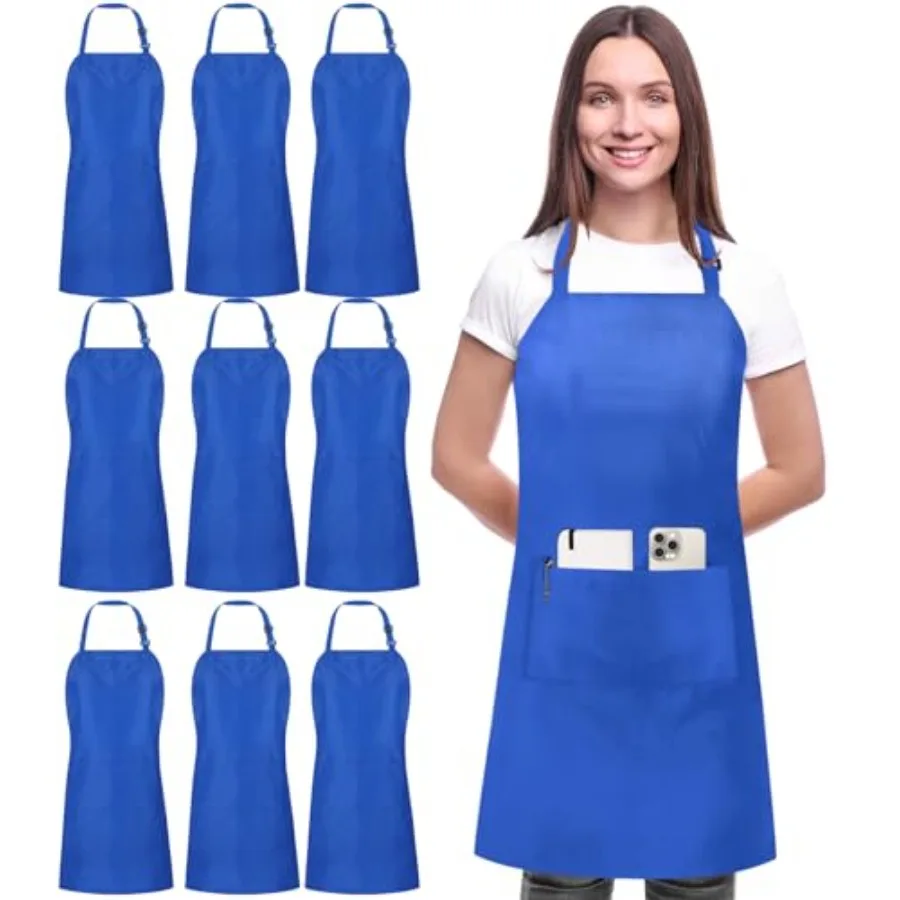 

Utopia Kitchen 10 Pack Bib Apron Adjustable with 2 Pockets Water and Oil Resistant Cooking Kitchen Chef Apron for Women Men