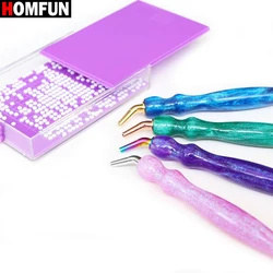 HOMFUN 5D Diamond Painting Pen Set with Multifunctional Purple Metal Tips - Resin Craft Tool Kit for Nail Art Cross Stitch Decor