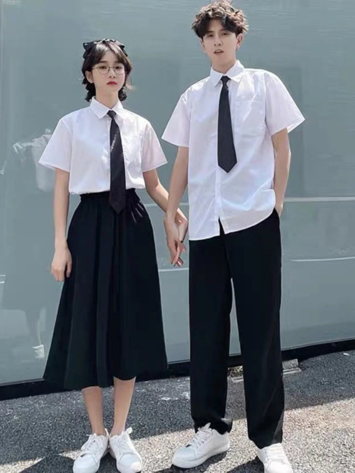 

Summer Japanese Style JK Uniform Shirt Unisex Short Sleeve Collar Casual Loose Fit Graduation Season Versatile White Shirt
