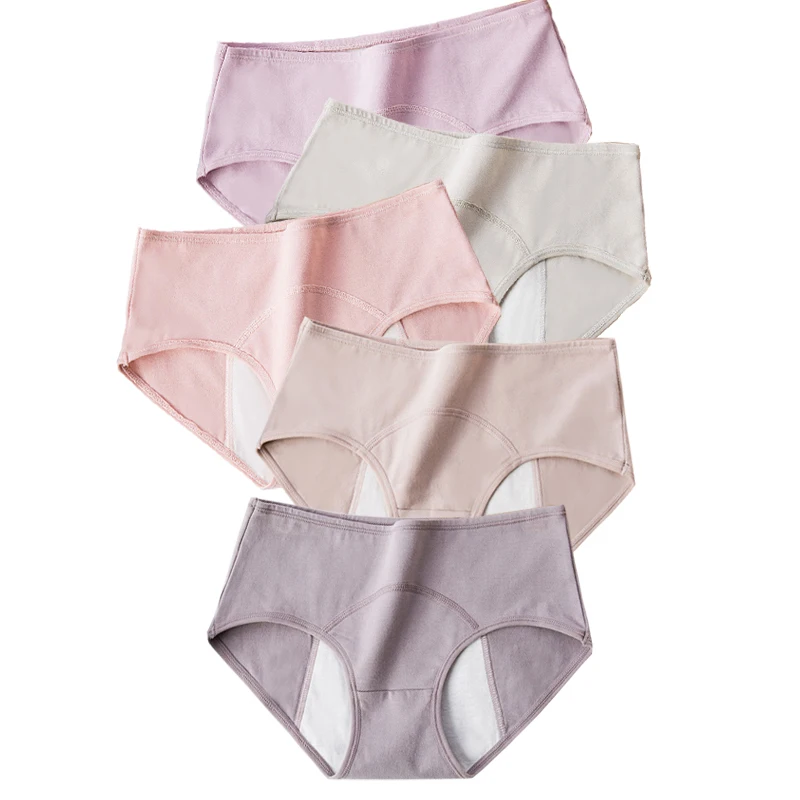 5Pcs Leak Proof Menstrual Panties Widen Physiological Pants Women Underwear Breathable Cotton Female Period Waterproof Briefs