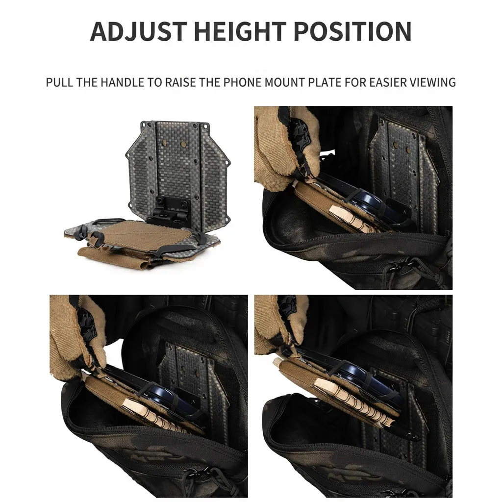 Tactical Navigation Board Foldable Phone Admin Panel Elastic Straps Velcro Backing Removable Note Panel for Vest Backpack Gear