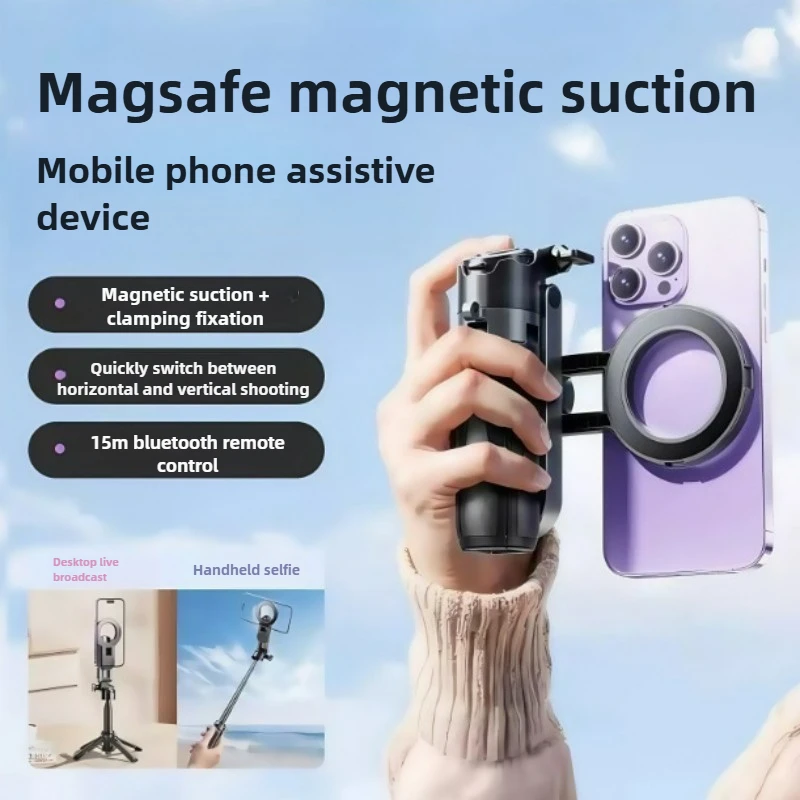 

Magnetic Selfie Stick Tripod 3-in-1 Selfie Stick Handle Grip 360° Rotation Extendable Stand for IPhone Android Phones