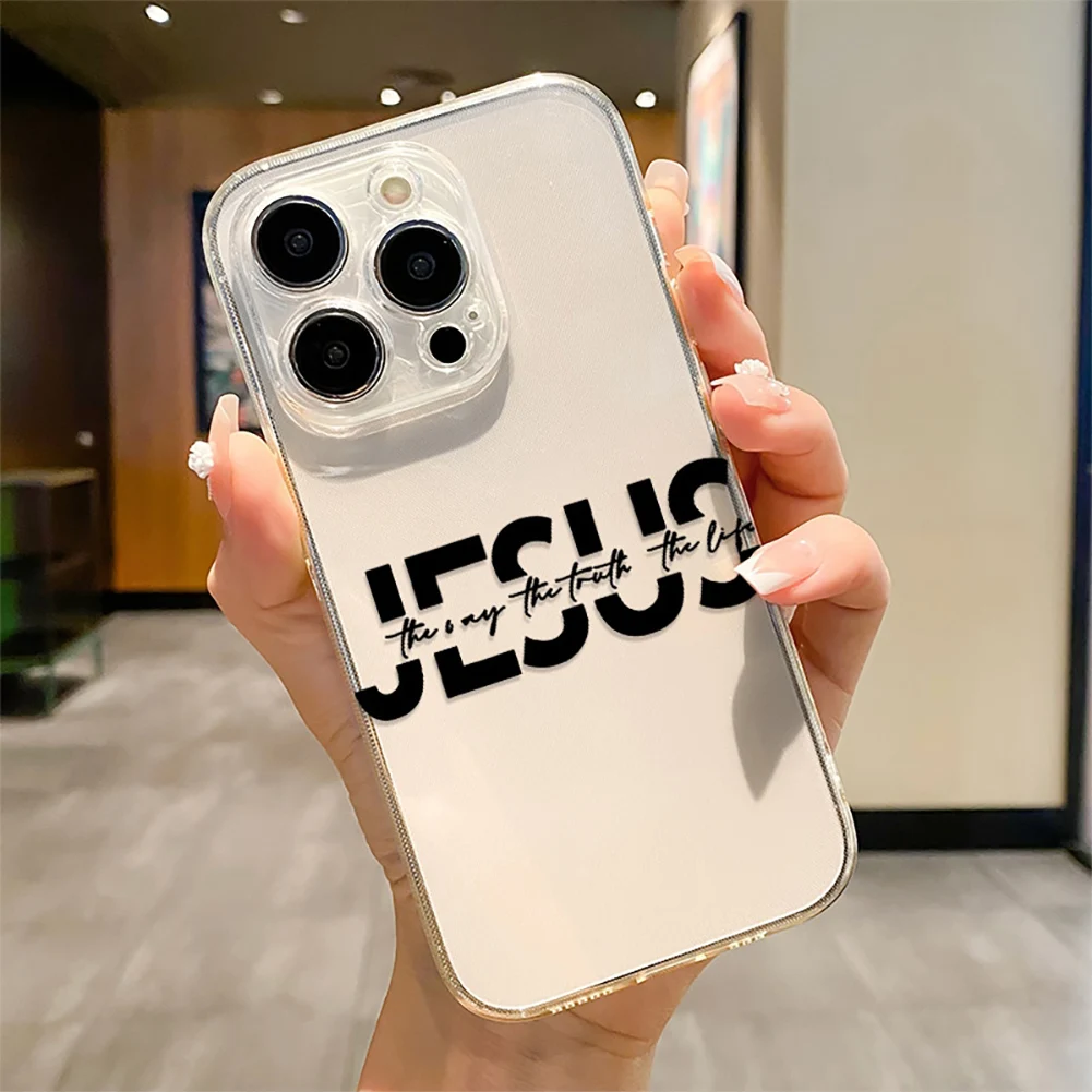 Coque de téléphone jésus le chemin/verredi/vie, étui Transparent pour iPhone 17 16 15 14 13 12 Pro Max Mini 11 XR SE XS 8 7 Plus ProMax