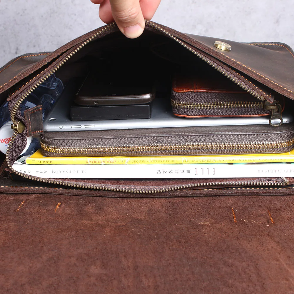 S.WORKER Echtleder-Aktentasche für Herren | Vintage Büro-Handtasche Laptop-Tasche – Detail 24