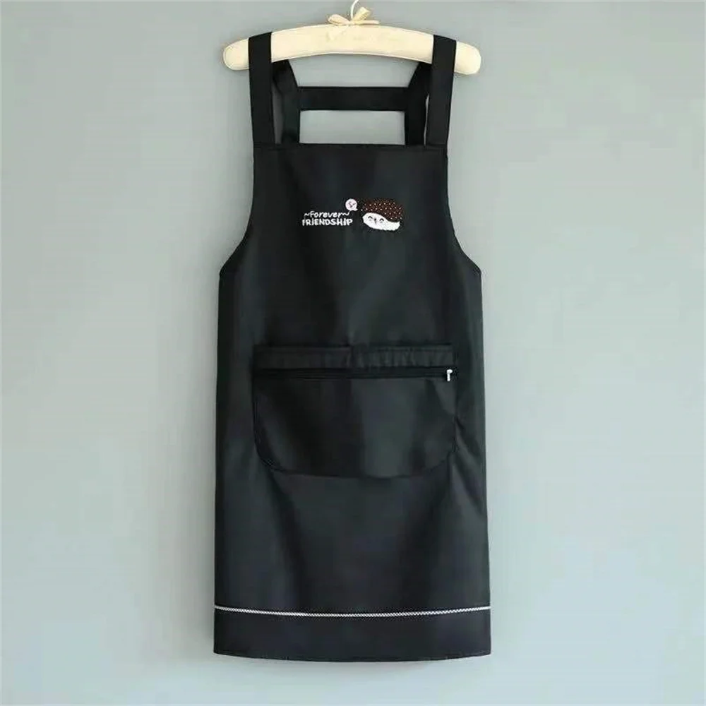 New Thickened Waterproof Apron Double Back Shoulder Fashion Home Kitchen Cooking Printed Gift Men And Women Work Clothes Waist