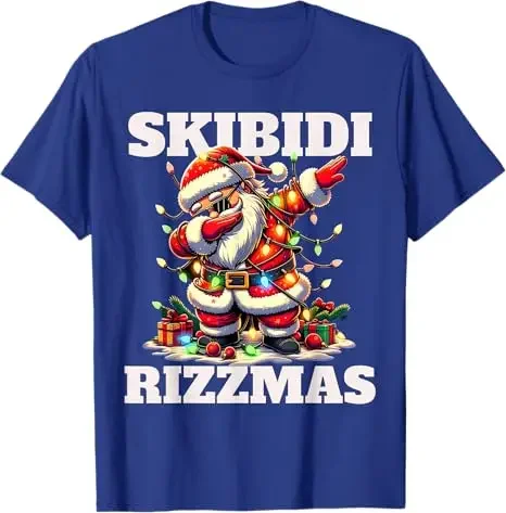 Rizz Christmas Santa Funny Xmas Gen Alpha Skibidi Rizzmas T-Shirt Humorous Men's Fashion Holiday Clothes Daddy Husband Tee Gifts