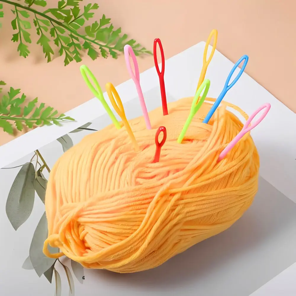 Bild 7: 50/100 Stück Zufällige Helle Farben Großlochige Kunststoff-Nähnadeln Häkel- und Stricknadeln für Wolle YMY