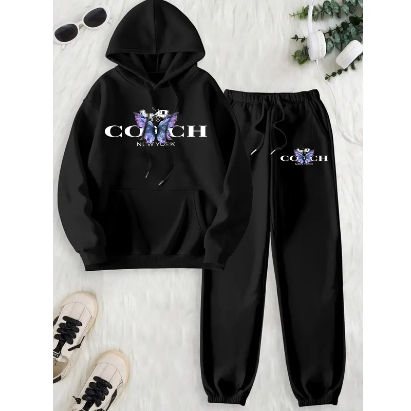 Women's Clothing Design O-Neck Hoodie+Pants2 Piece Set Outfit Training Sportswear Woman Outdoor Gym Fashion Workout Jogging Suit