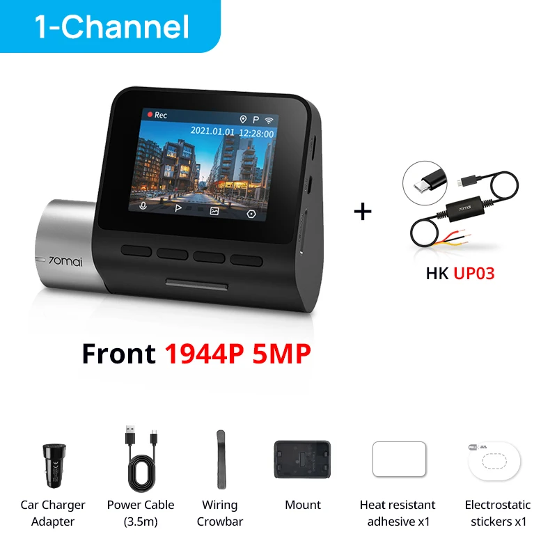 70mai A500S Recorder Car DVR Front Cam A500S 1944P Night Vision