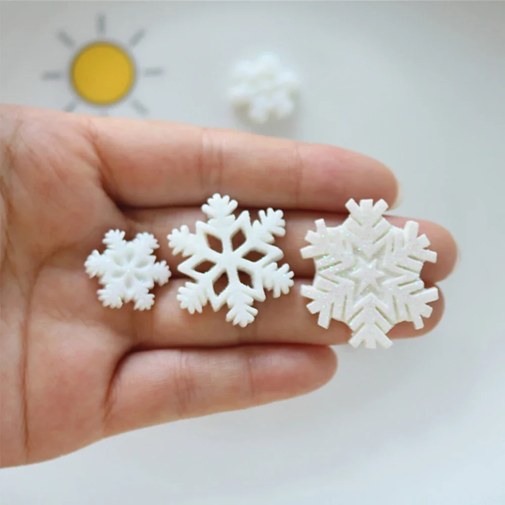 10PCS Christmas Snowflakes Series Resin Flat Back Cabochons For Scrapbooking DIY Jewelry Craft Embellishments Accessories