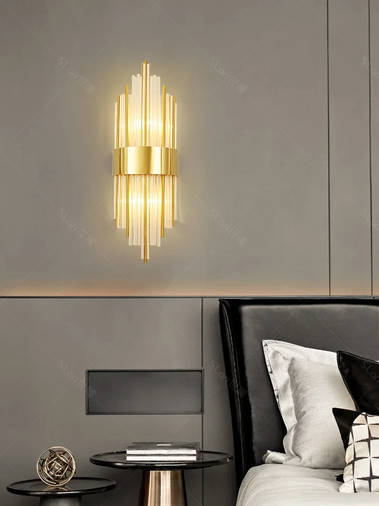 Light luxury bedroom bedside wall lamp, modern and minimalist living room TV background wall lamp, dining room staircase