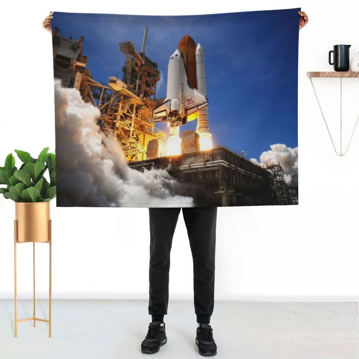 SPACE SHUTTLE ATLANTIS LAUNCH Throw Blanket Designers For Decorative Sofa Sofas Flannel Soft Big Luxury Thicken Blankets