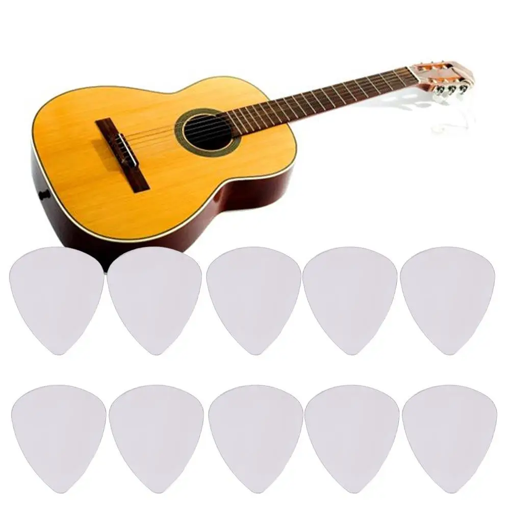 10PCS 0.3mm Stainless Steel Guitar Picks Triangle Mediator Metal Guitar Plectrum Gestures Adhesive Finger Shrapnel