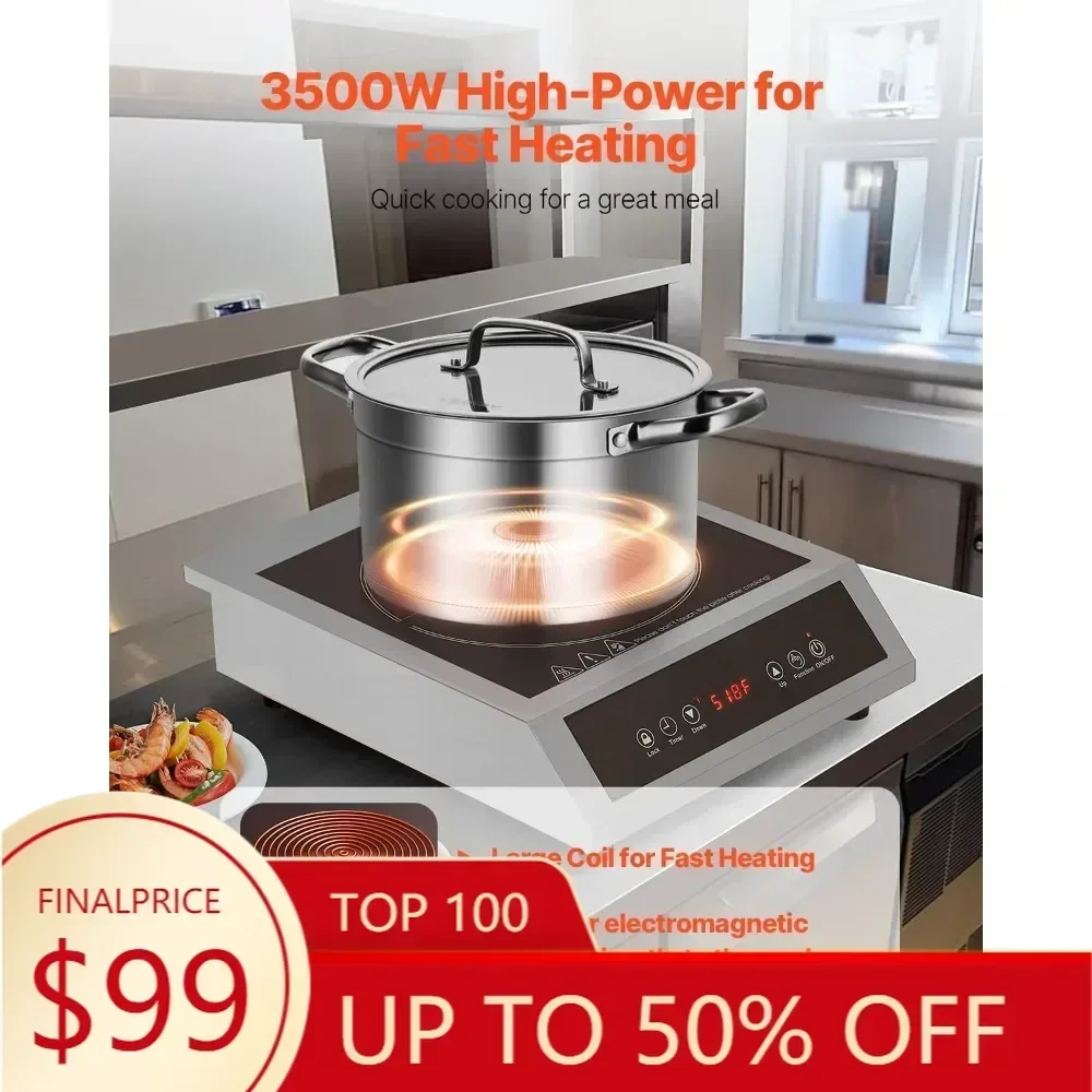 

Stainless Steel Induction Cooktop with 3500W Power and 11 Adjustable Heat Settings